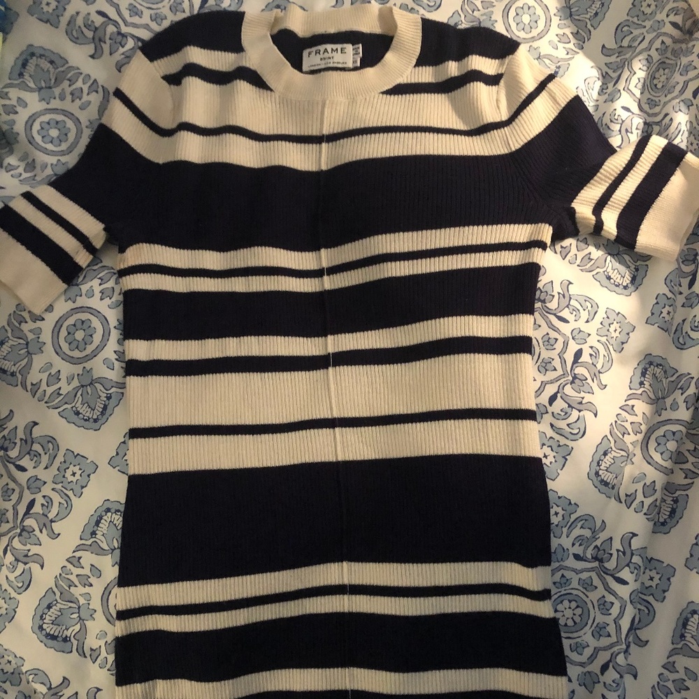 Frame Classic Ribbed Short Sleeve Sweater Size XS